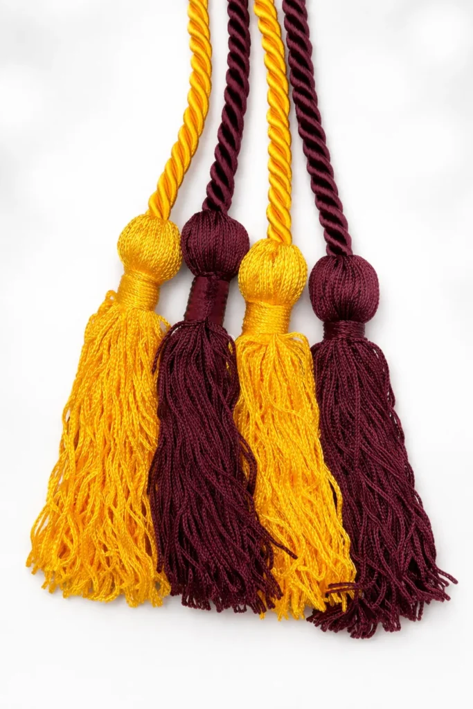 Yellow and burgundy honor cords